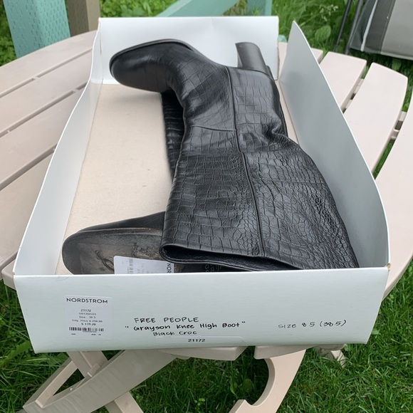 Black croc boot Grayson knee high FREE PEOPLE - Picture 7 of 17